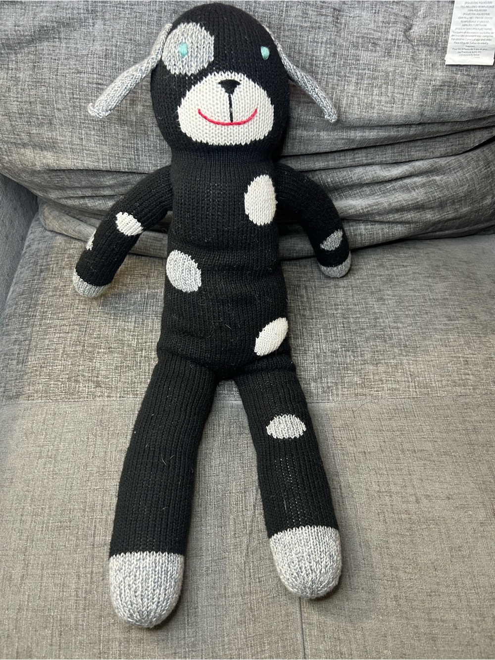 BlaBla Kids Knit Dog Doll Black Gray Cotton Plush Stuffed Animal Toy